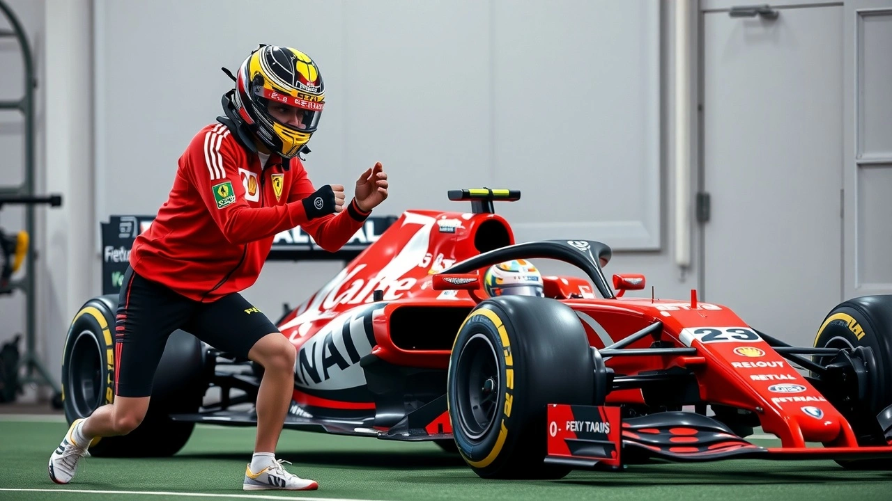 pilote de F1 s'entraînant physiquement