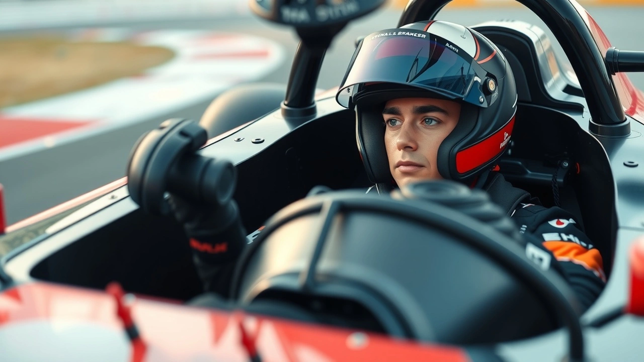 pilote de F1 en pleine manouvre sur circuit