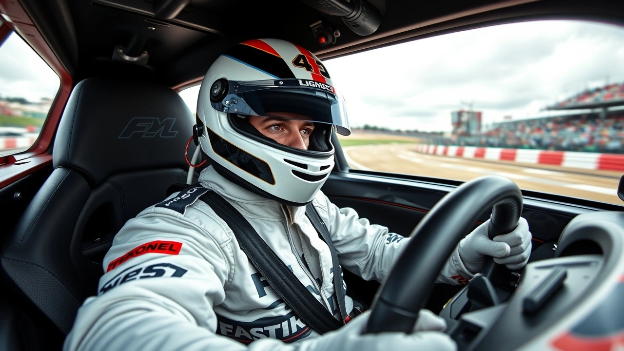 pilote de Formule 1 concentré sur la piste