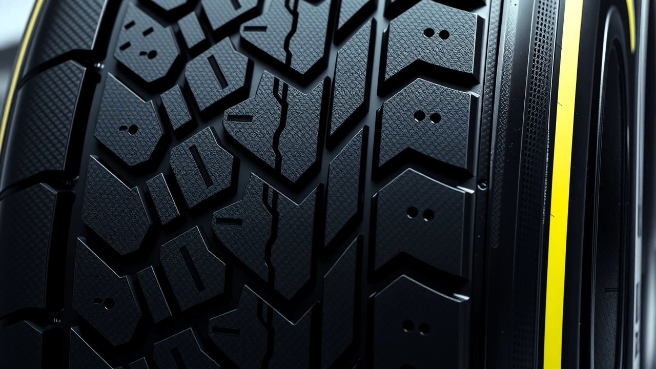 gros plan de pneus intelligents de Formule 1