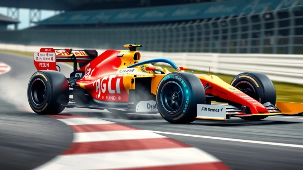 Une voiture de Formule 1 utilisant des pneus intelligents sur une piste de course