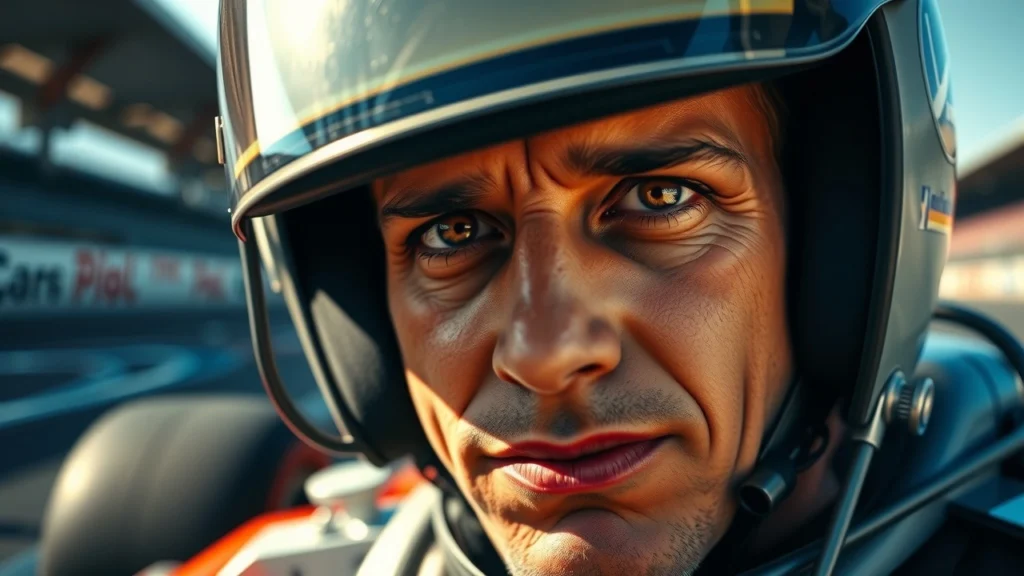 Un portrait d'Ayrton Senna illustrant son ambition et sa vulnérabilité.