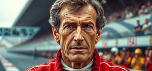 Portrait d'Alain Prost, champion emblématique de la Formule 1.