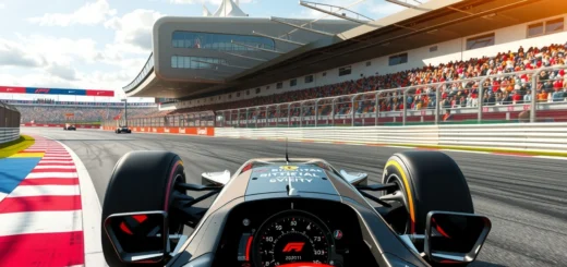 Une image représentant la sécurité moderne en Formule 1 avec des voitures et des dispositifs de sécurité