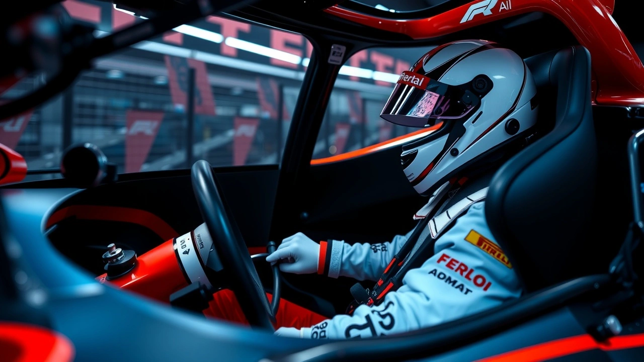 simulateur de course avec pilote en equipement de course