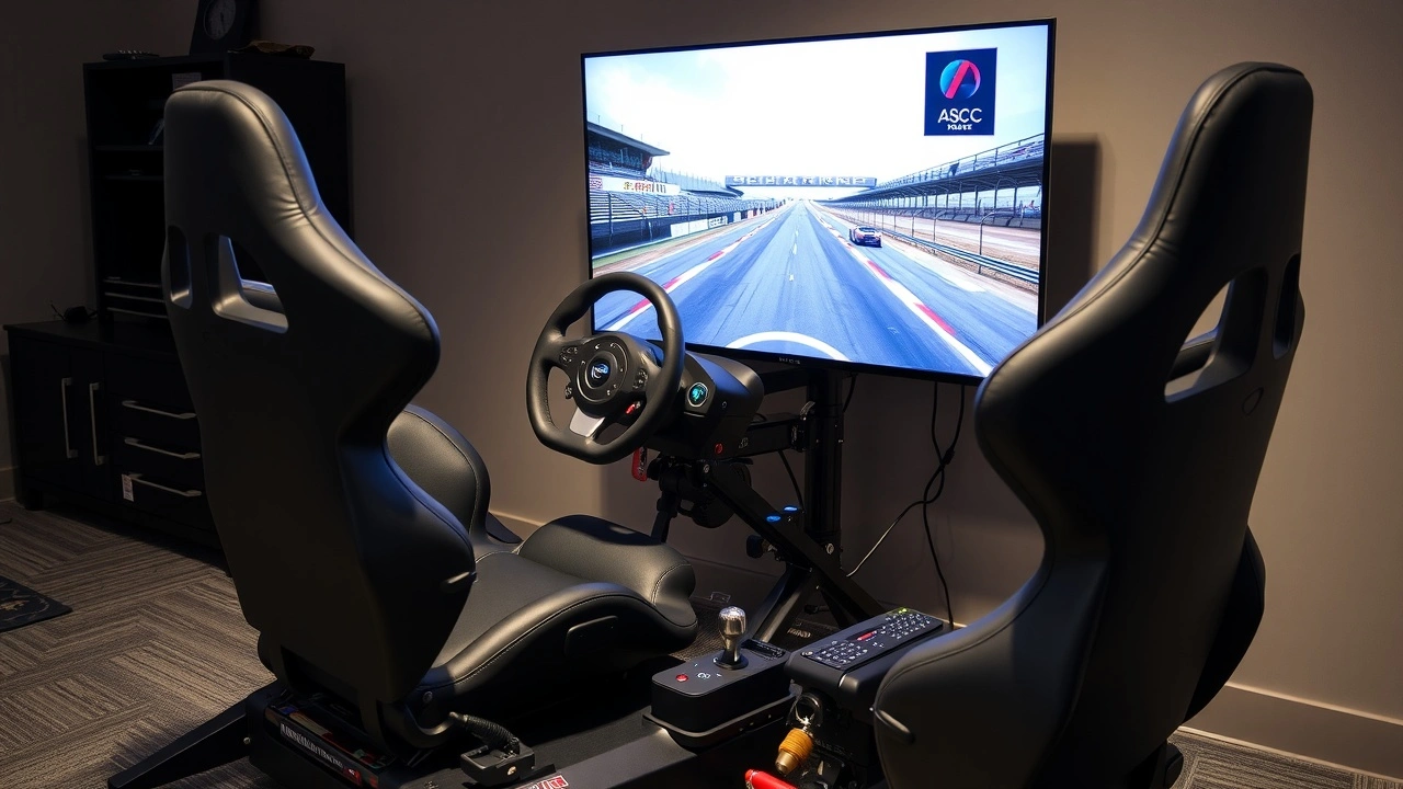 simulateur de course avec siège de pilote et volant