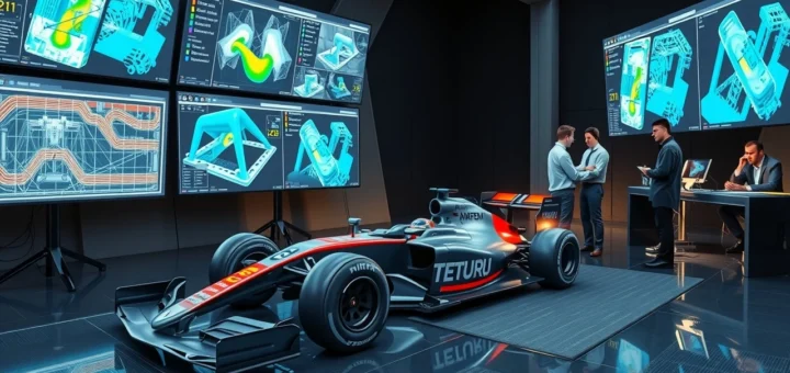 Illustration des nouvelles technologies de simulation aérodynamique en Formule 1.