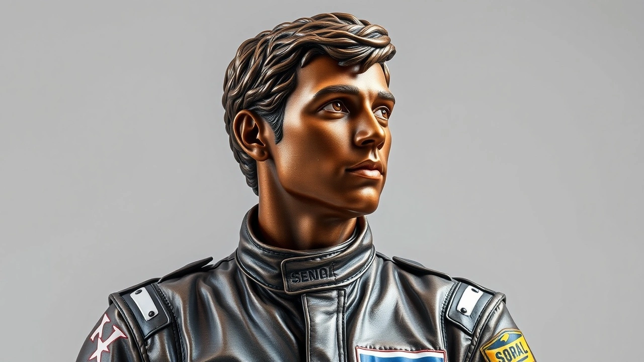 statue d'Ayrton Senna en combinaison de course