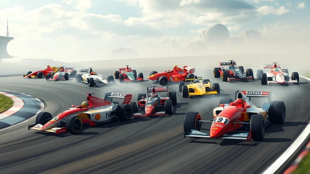 Illustration des transformations des monoplaces de F1 à travers les âges.