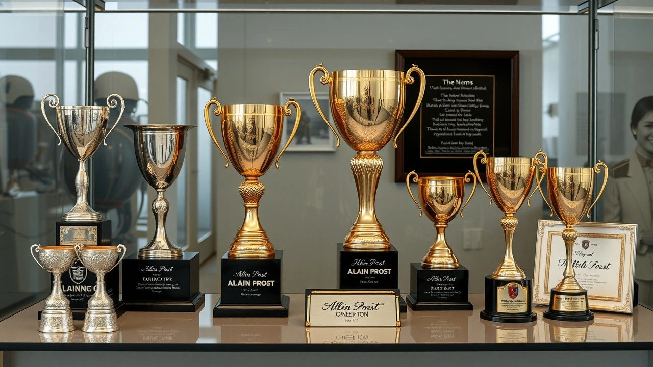 trophées et souvenirs de la carrière d'Alain Prost