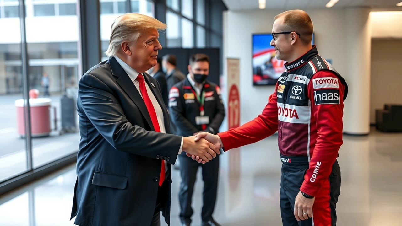 Donald Trump et un représentant de Toyota et Haas F1