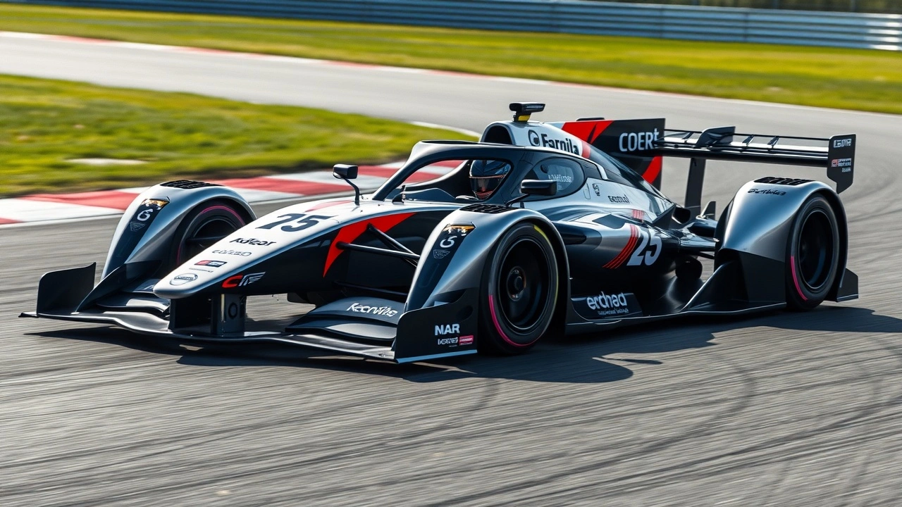 voiture de course moderne sur circuit avec aerodynamisme avance
