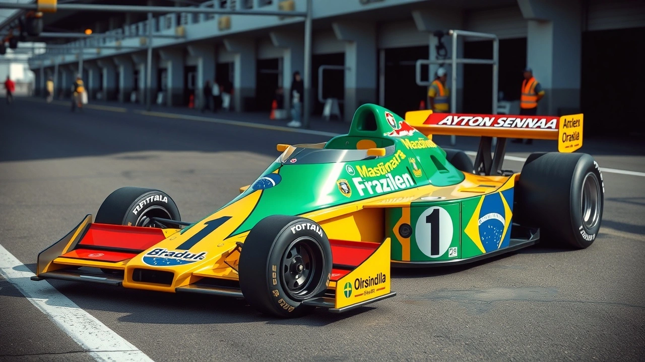 voiture de course avec le numero 1 d Ayrton Senna