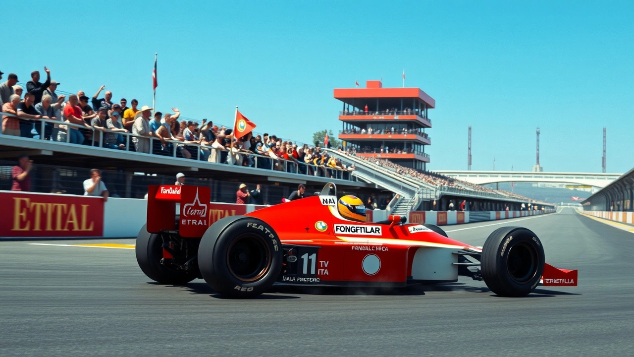 voiture de course vintage d Ayrton Senna sur circuit