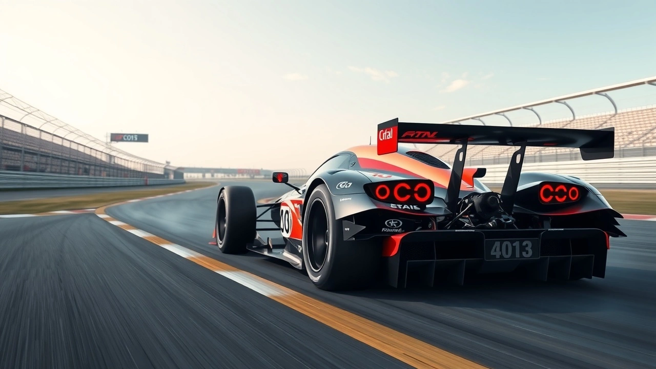 voiture de course moderne sur un circuit difficile