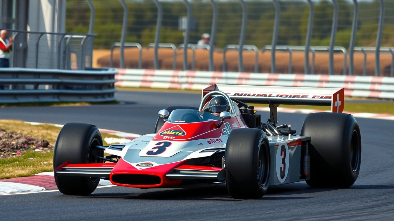 voiture de course Formule 1 des annees 1970 sur circuit