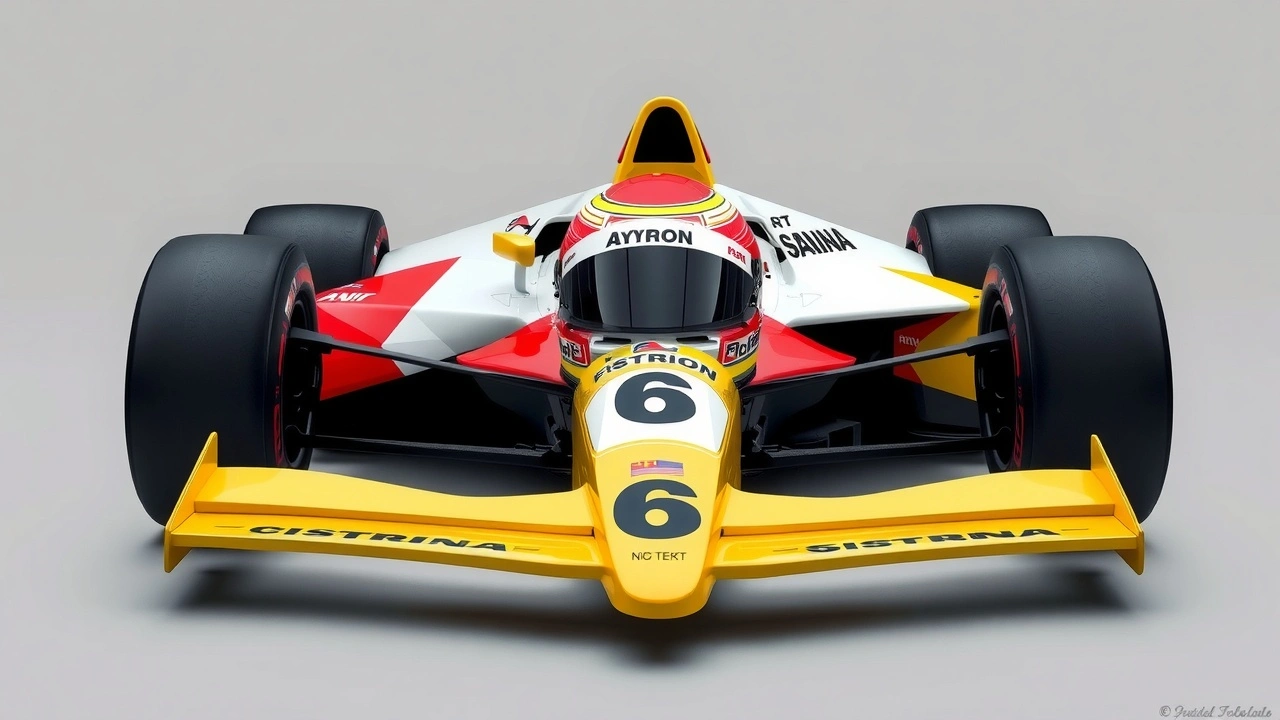 voiture de course avec le casque d Ayrton Senna