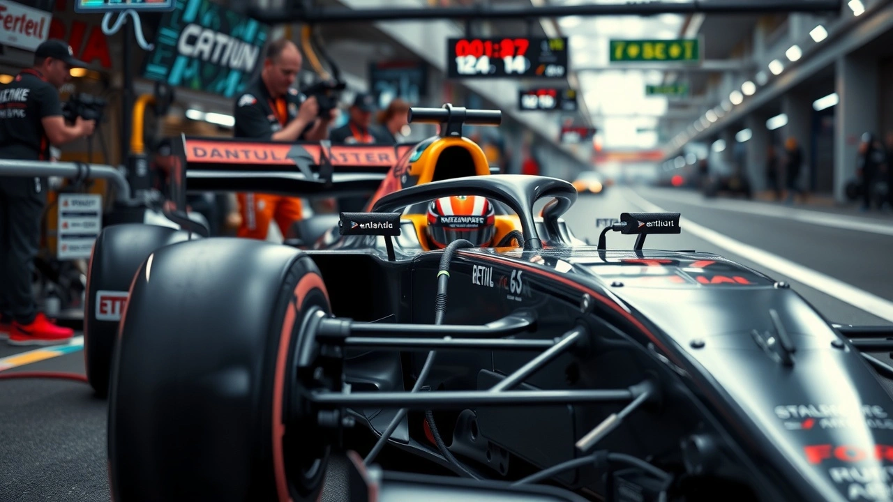 voiture de F1 avec capteurs et écrans de données