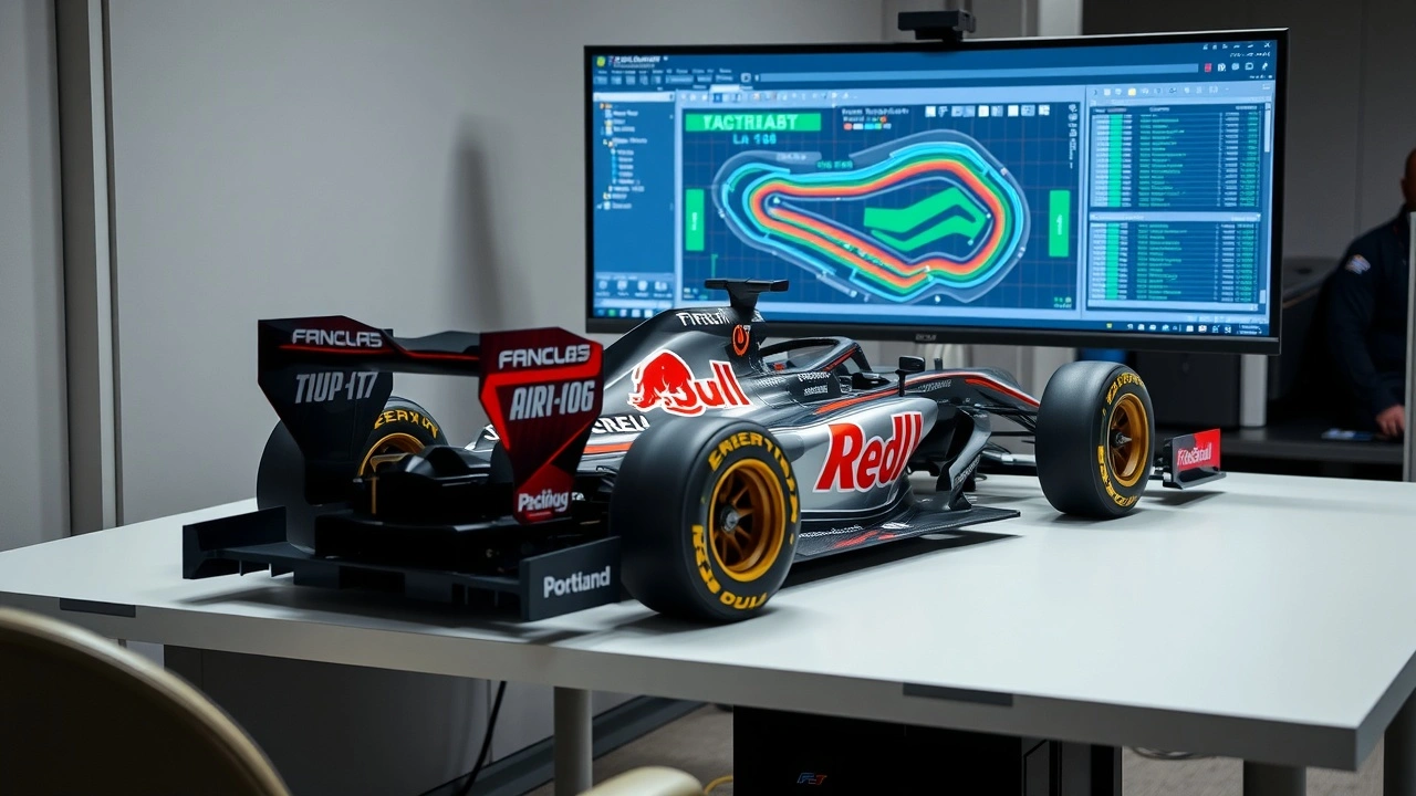 voiture de F1 sur un poste de conception numérique