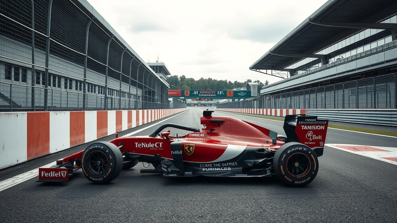 voiture de course de F1 sous une barriere de securite