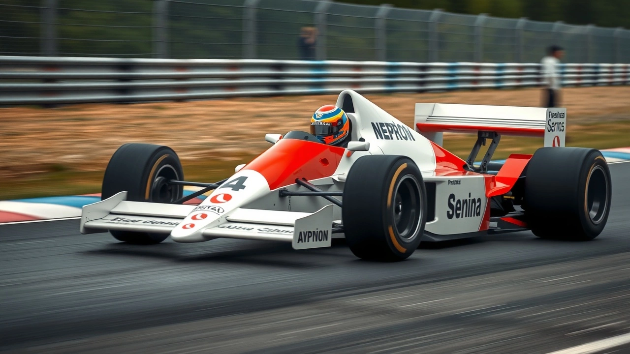 voiture de course de formule 1 d Ayrton Senna sur circuit