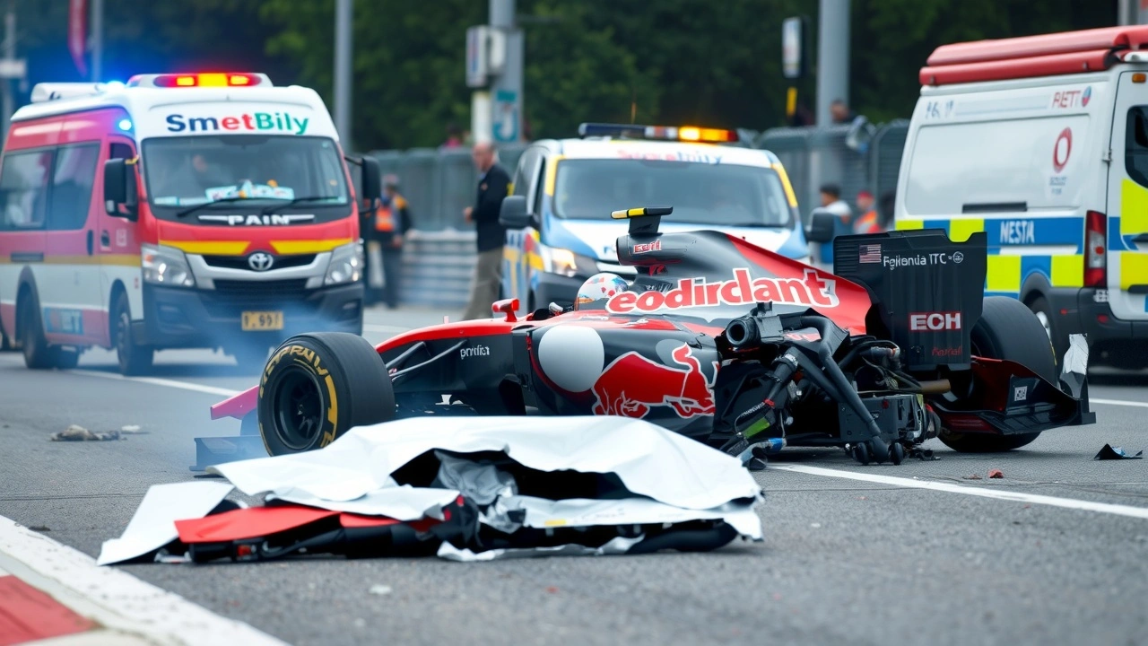 une voiture de Formule 1 accrochée lors du Grand Prix du Japon