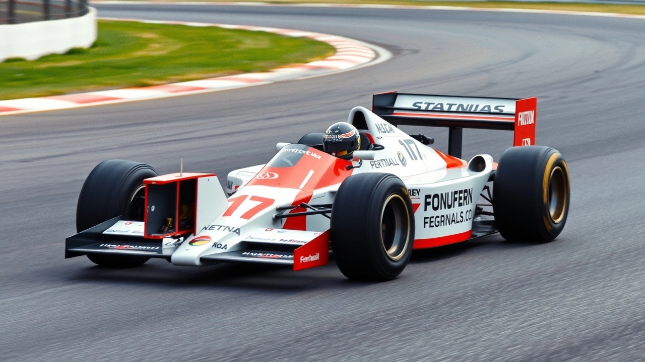 voiture de Formule 1 des annees 1990 sur circuit