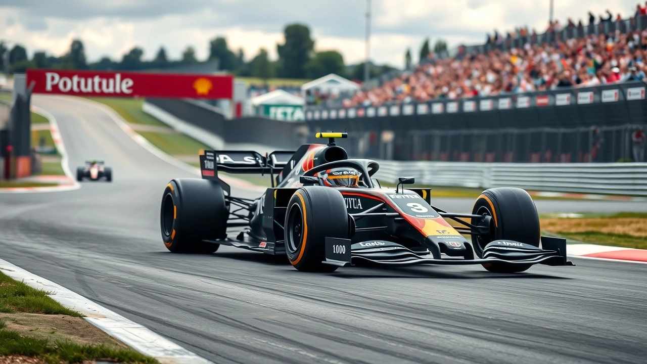 voiture de Formule 1 sur un circuit pendant une course