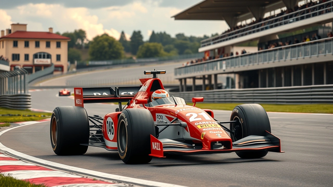 Voiture de Formule 1 sur un circuit historique