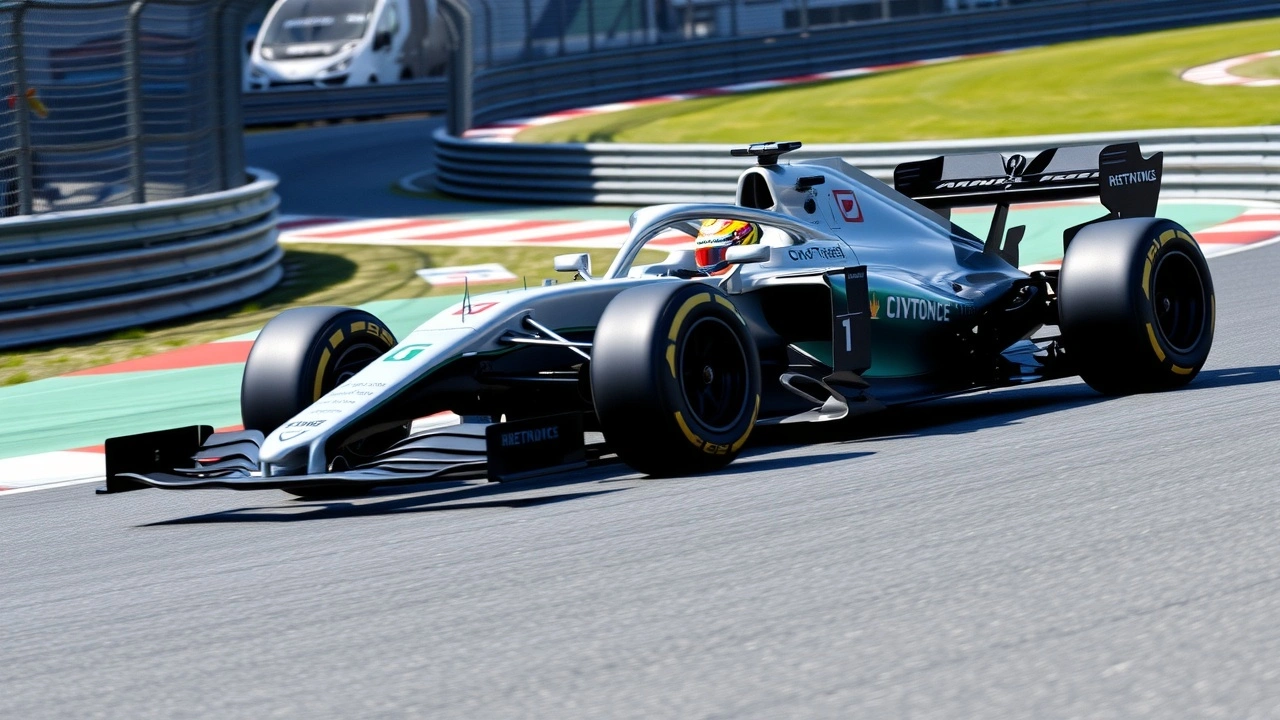 voiture de formule 1 contemporaine sur circuit
