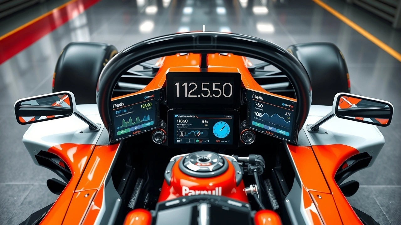 une voiture de Formule 1 avec affichages de réalité augmentée
