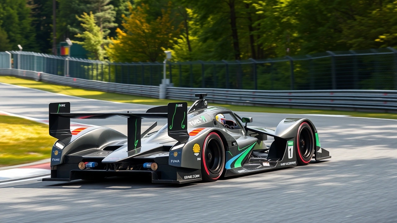 voiture de course électrique de la Formule E sur circuit écolo