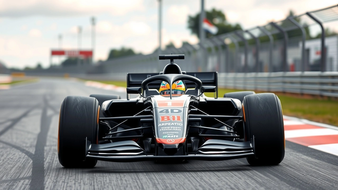voiture de formule 1 sur circuit avec technologie de traction