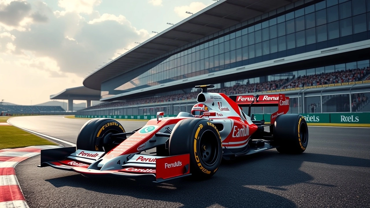 voiture de course de Jules Bianchi sur circuit de Formule 1