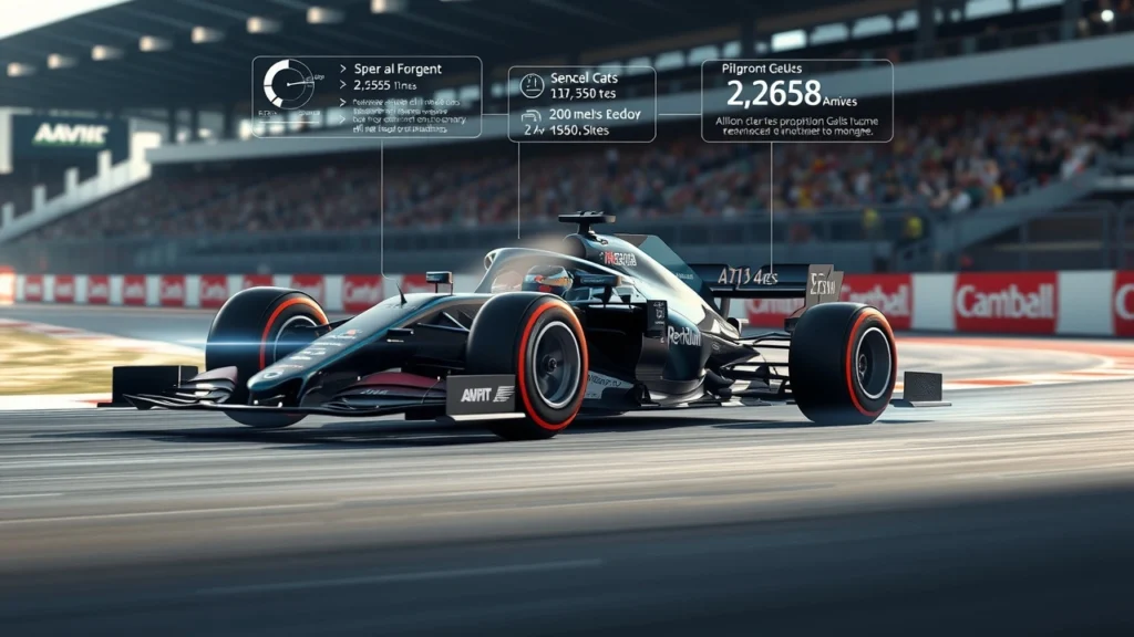 Illustration d'une voiture de Formule 1 sur une piste, montrant les algorithmes de prédiction.