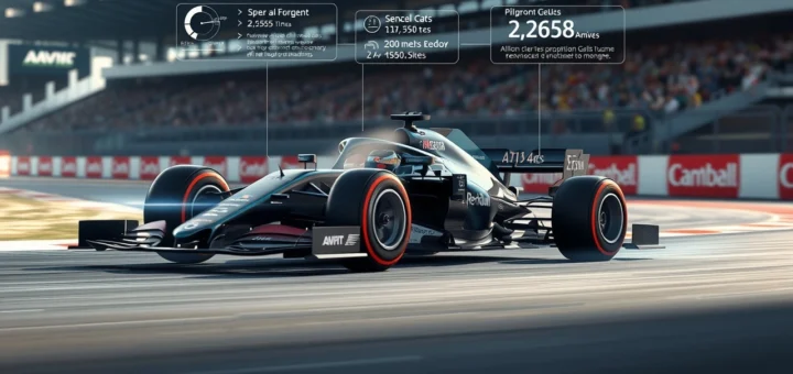 Illustration d'une voiture de Formule 1 sur une piste, montrant les algorithmes de prédiction.