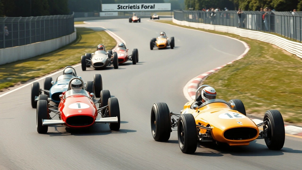 voitures de Formule 1 des annees 1960 sur circuit
