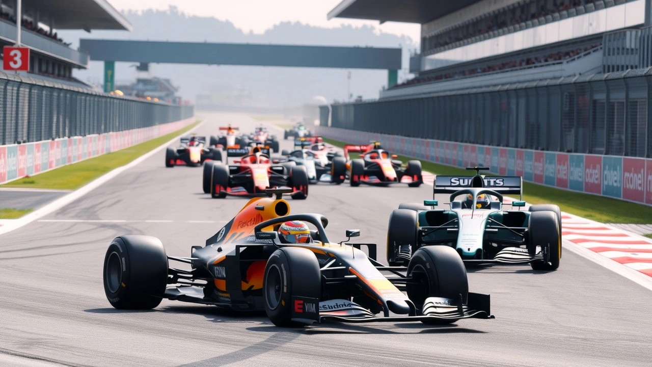 voitures de formule 1 sur un circuit en qualification