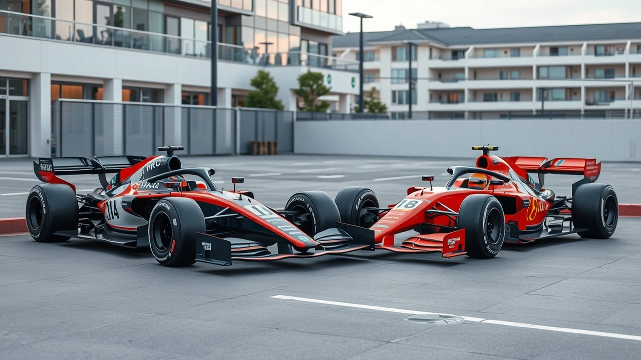 deux voitures de course de Formule E et Formule 1