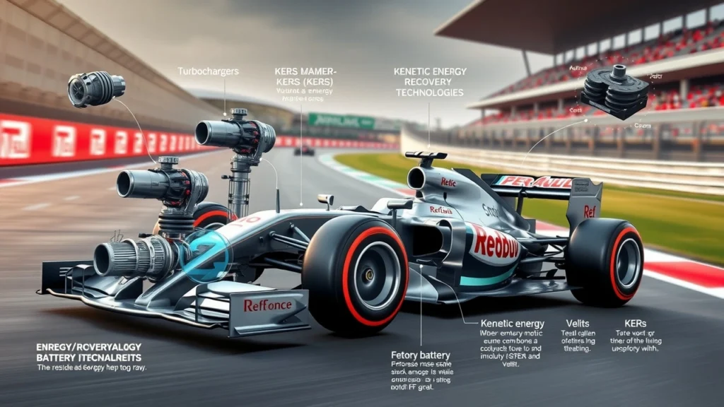 Illustration de l'évolution des systèmes de récupération d'énergie en Formule 1.