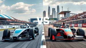 Comparaison de la technologie de la Formule E et de la Formule 1 sur un circuit.