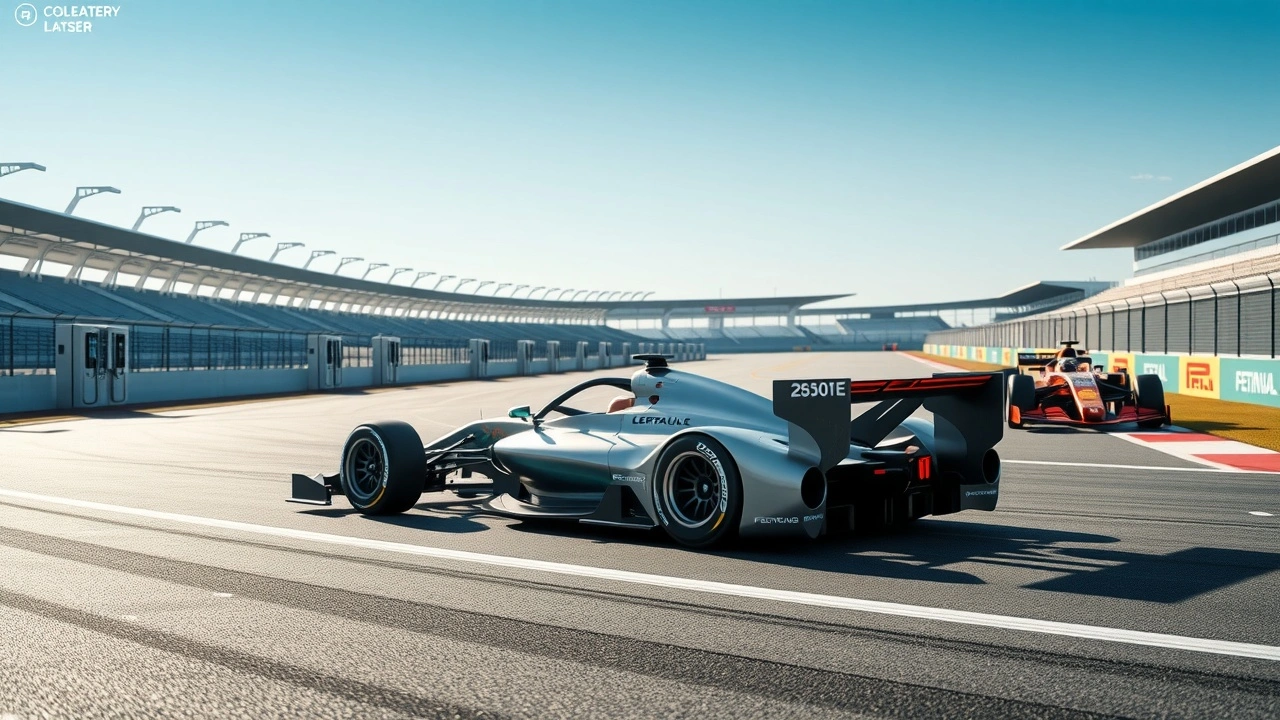 voiture de Formule E sur circuit futuriste