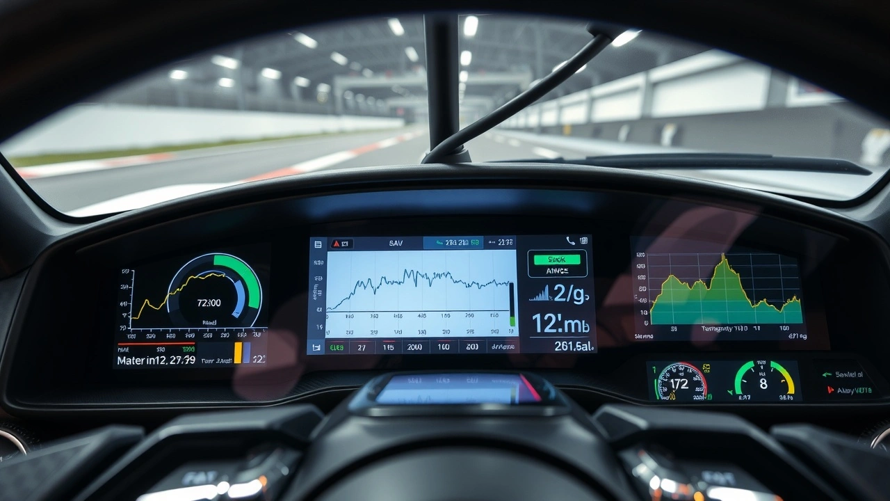tableau de bord de voiture de course avec données en temps réel