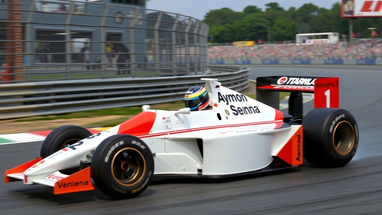 voiture de course d Ayrton Senna sur un circuit