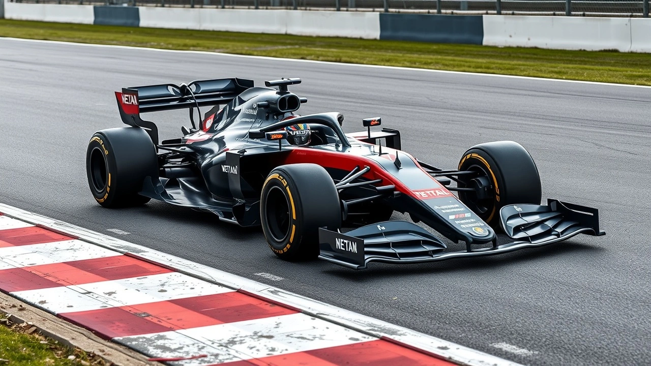 voiture de F1 en materiaux composites sur circuit