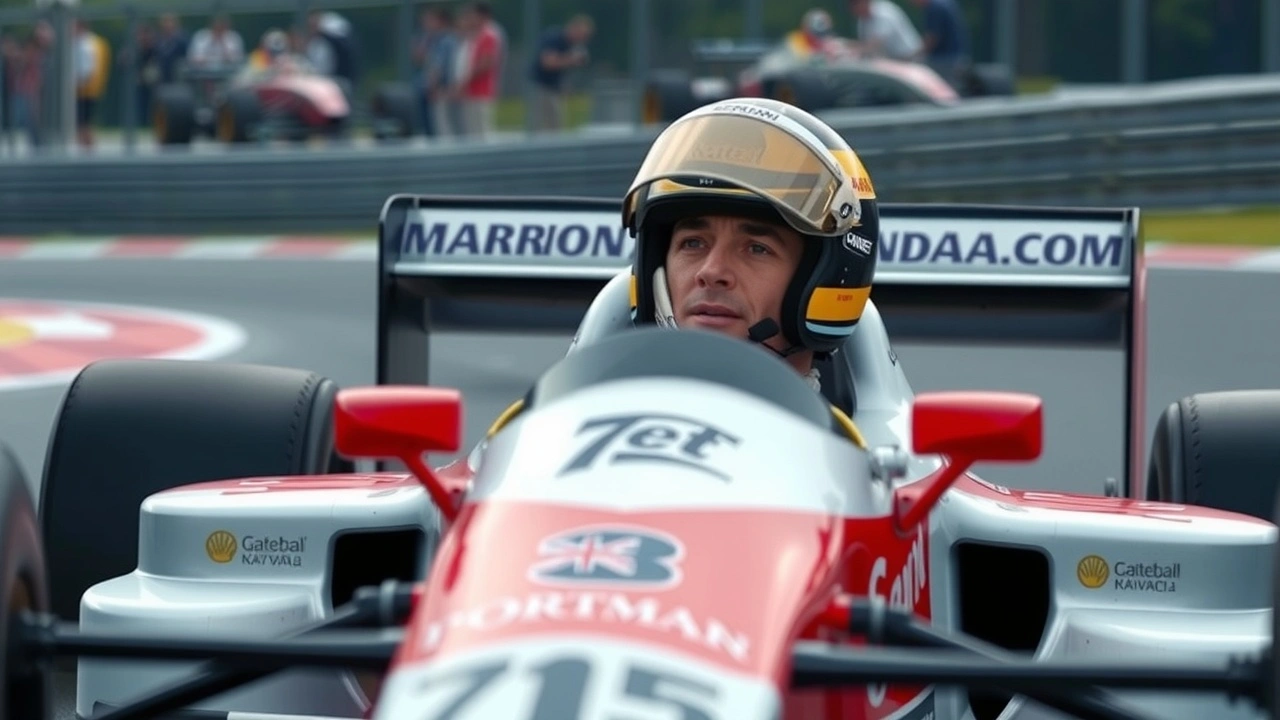 Ayrton Senna en course dans une voiture de F1
