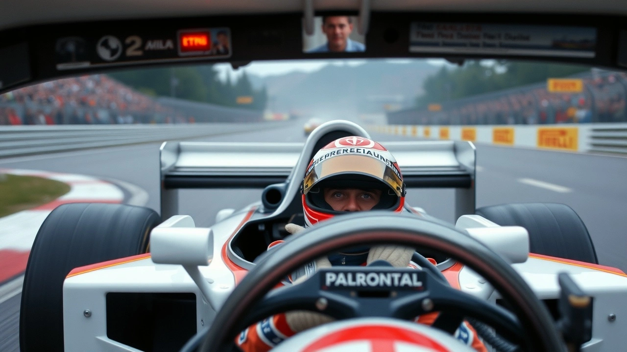 Ayrton Senna dans une voiture de Formule 1 en course