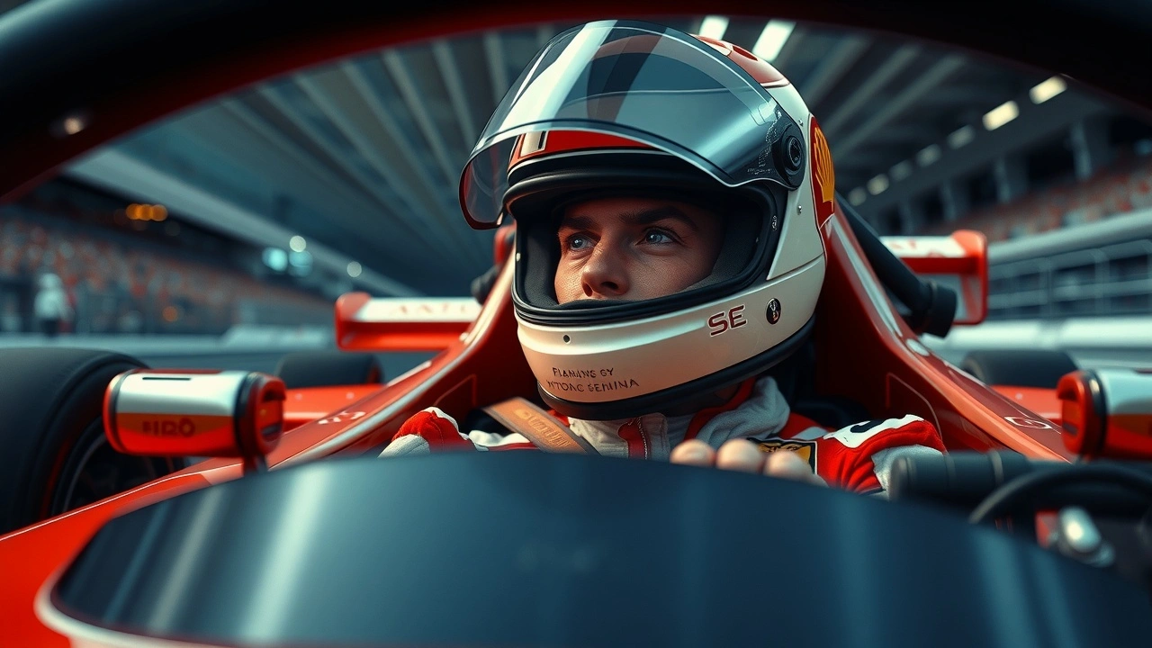 Ayrton Senna dans une voiture de course