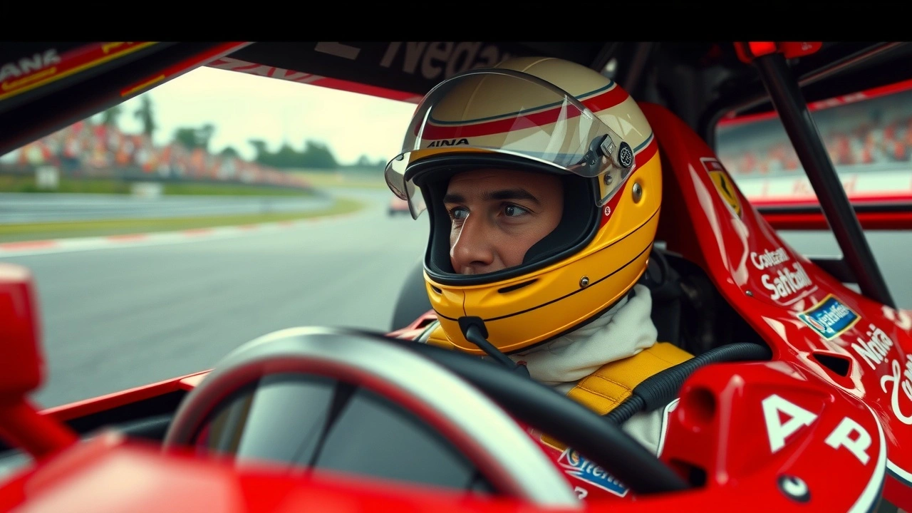 Ayrton Senna dans sa voiture de course de F1