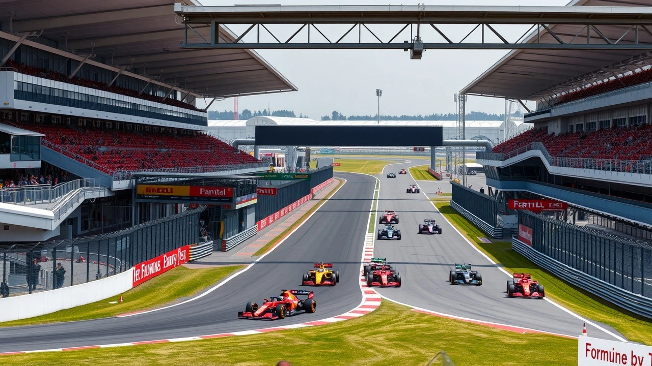 circuit de Formule 1 avec voitures et gradins